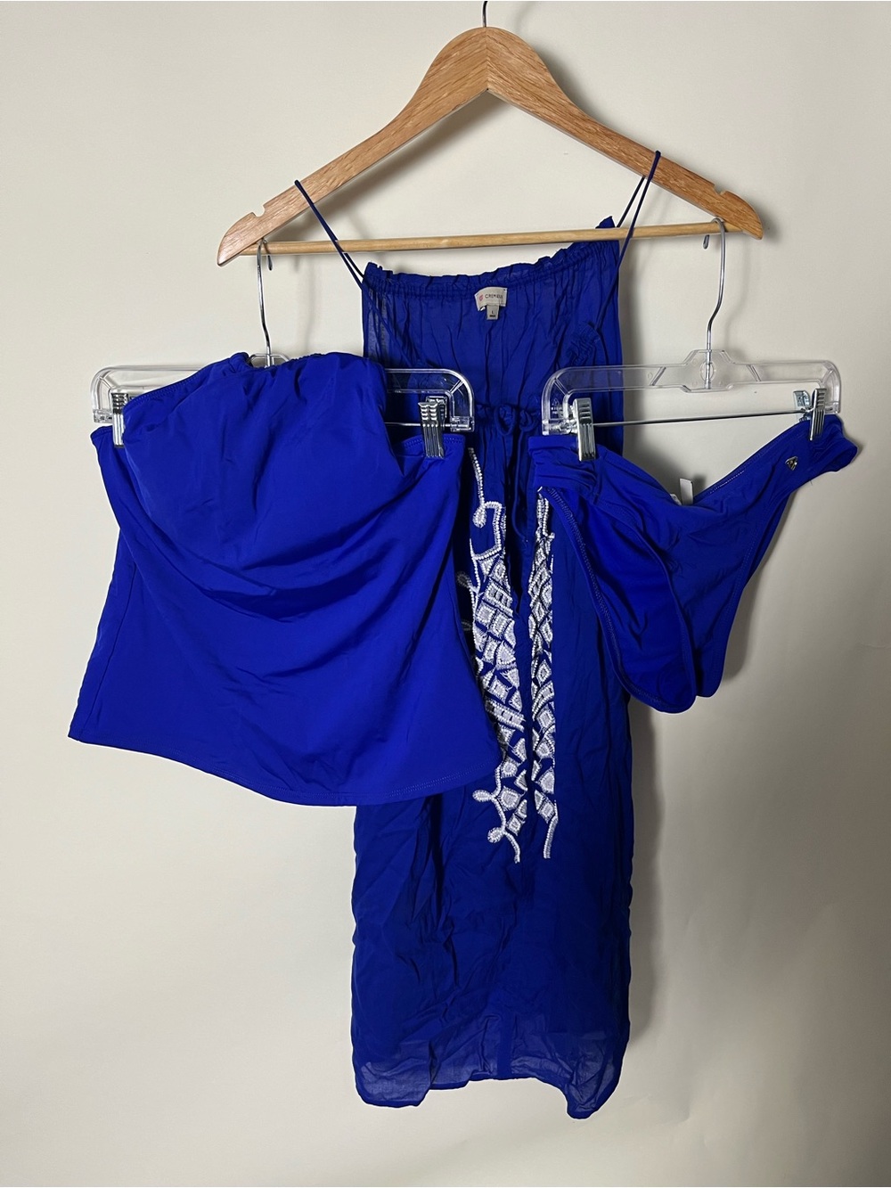 Cremieux Tankini 2 Piece Swimsuit Plus Coverup Beaded Sz Lg Women’s Embellished